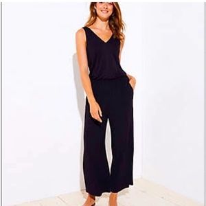LOFT V-Neck Jumpsuit with wide legs and luxurious soft rayon fabric